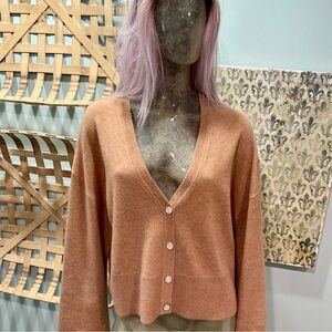 Joie Camel Button-Up Cardigan 100% Cashmere